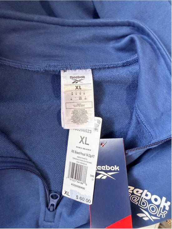 Reebok Women's Size Extra Large Blue Quarter Zip Pullover Sweatshirt NWT