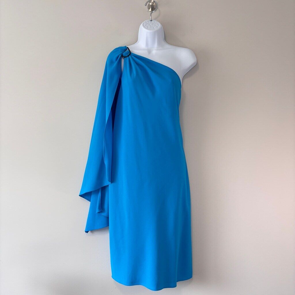 Ralph Lauren Women's Size 16 Blue Georgette One-Shoulder Cocktail Dress NWT