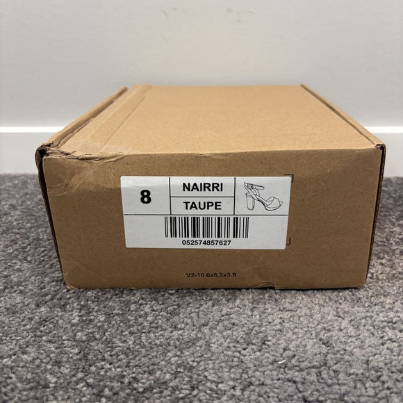 Journee Collection Women's 8 Beige Nairri Platform Block Heel Dress Shoes NIB