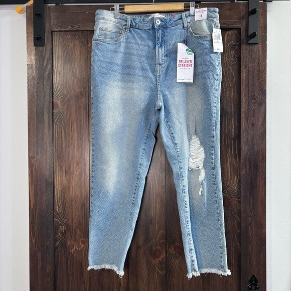 Celebrity Pink Plus Size High-Rise Straight-Leg Distressed Ankle Jeans NWT