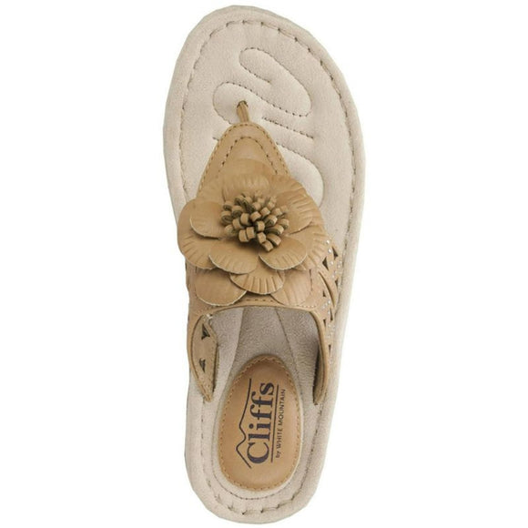 Cliffs by White Mountain Women's 10 Beige Cynthia Flower Sandal NIB