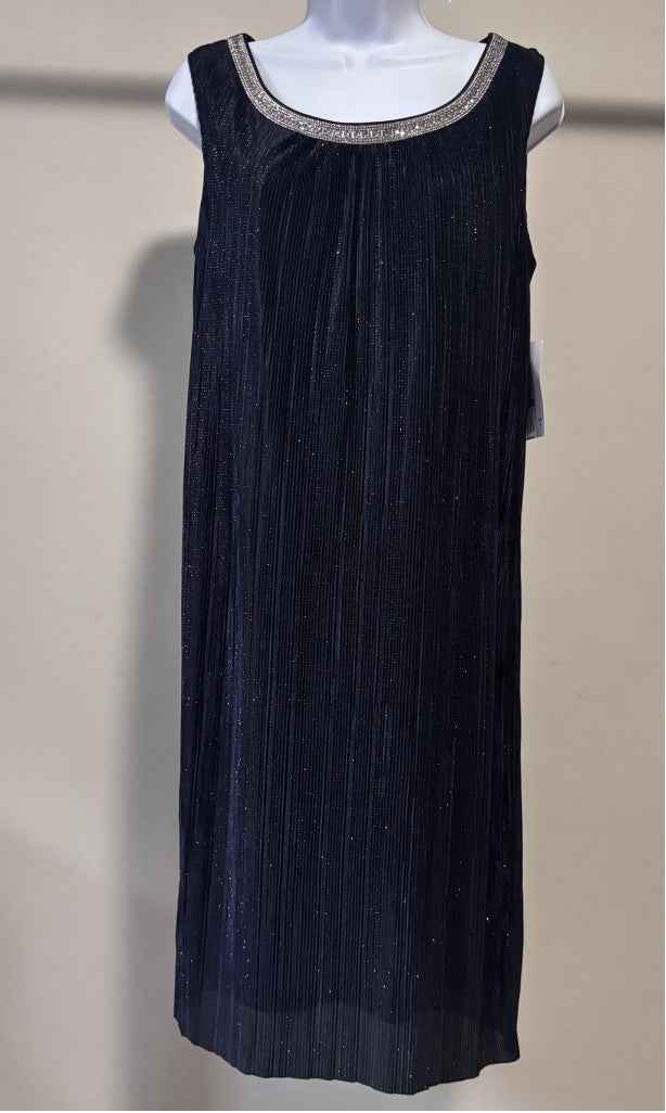 R & M Richards Size 8 Glitter Pleated Formal Party Dress w/ Crystal Neckline NWT