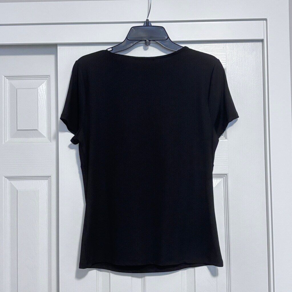 INC International Concepts Women's Large Black Ribbed Square Neck Top NWT