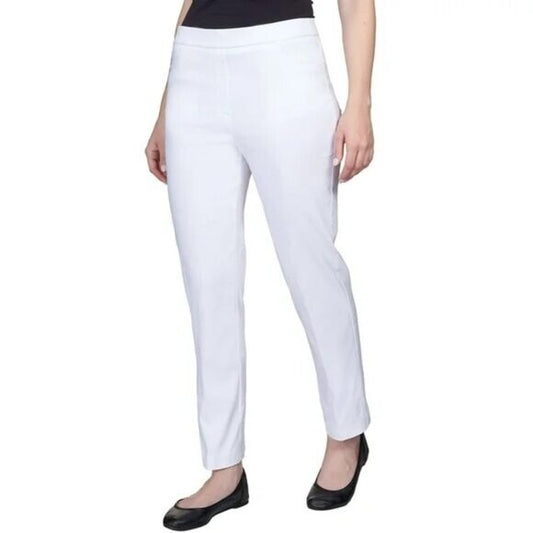 Alfred Dunner Petite Classic Allure White Dress Pants With Elastic Waist NWT