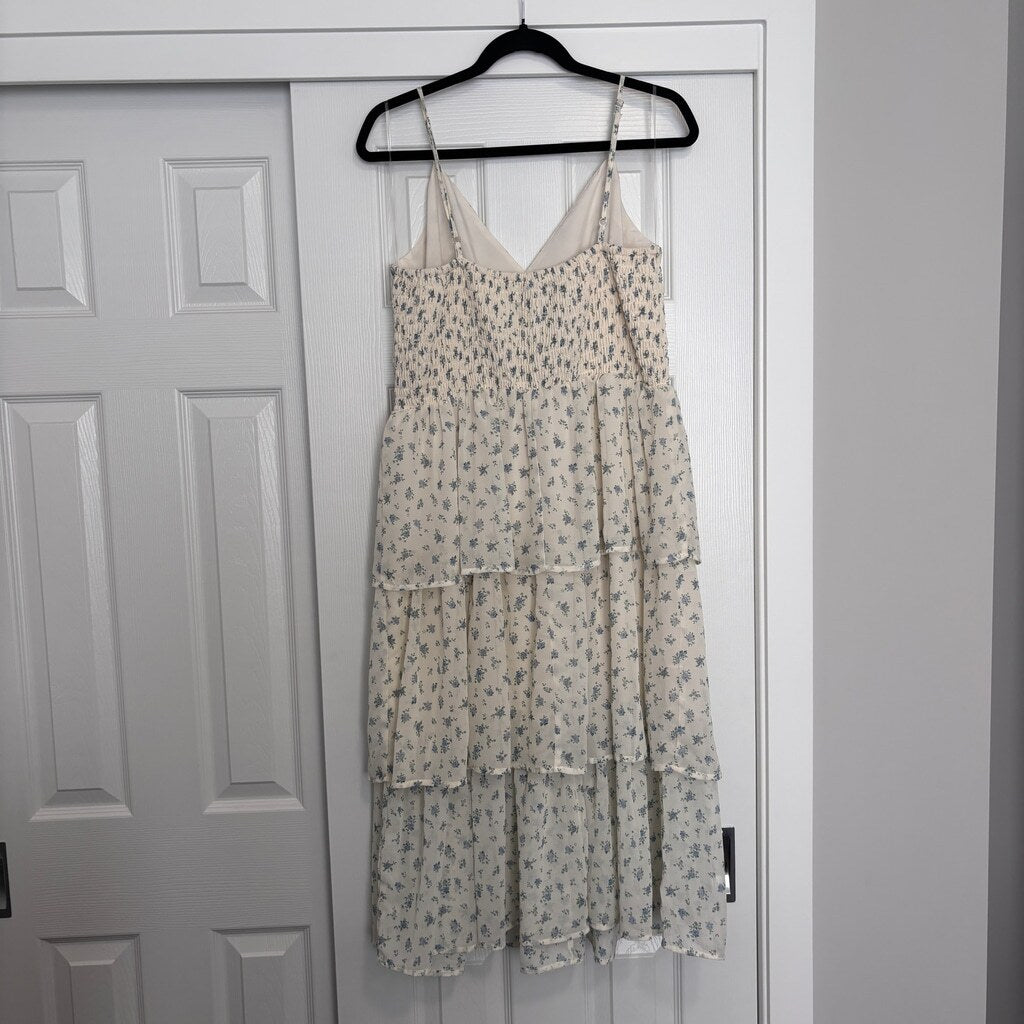 And Now This Women's Plus Size 1X Printed Smocked Chiffon Floral Print Dress NWT