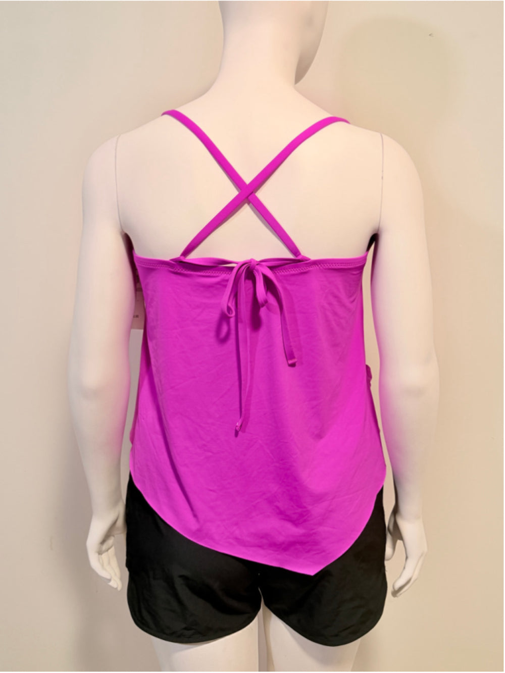 Becca ETC Plus Size 1X Pink Side-Tie Ruffle Adjustable Tankini Top NWT