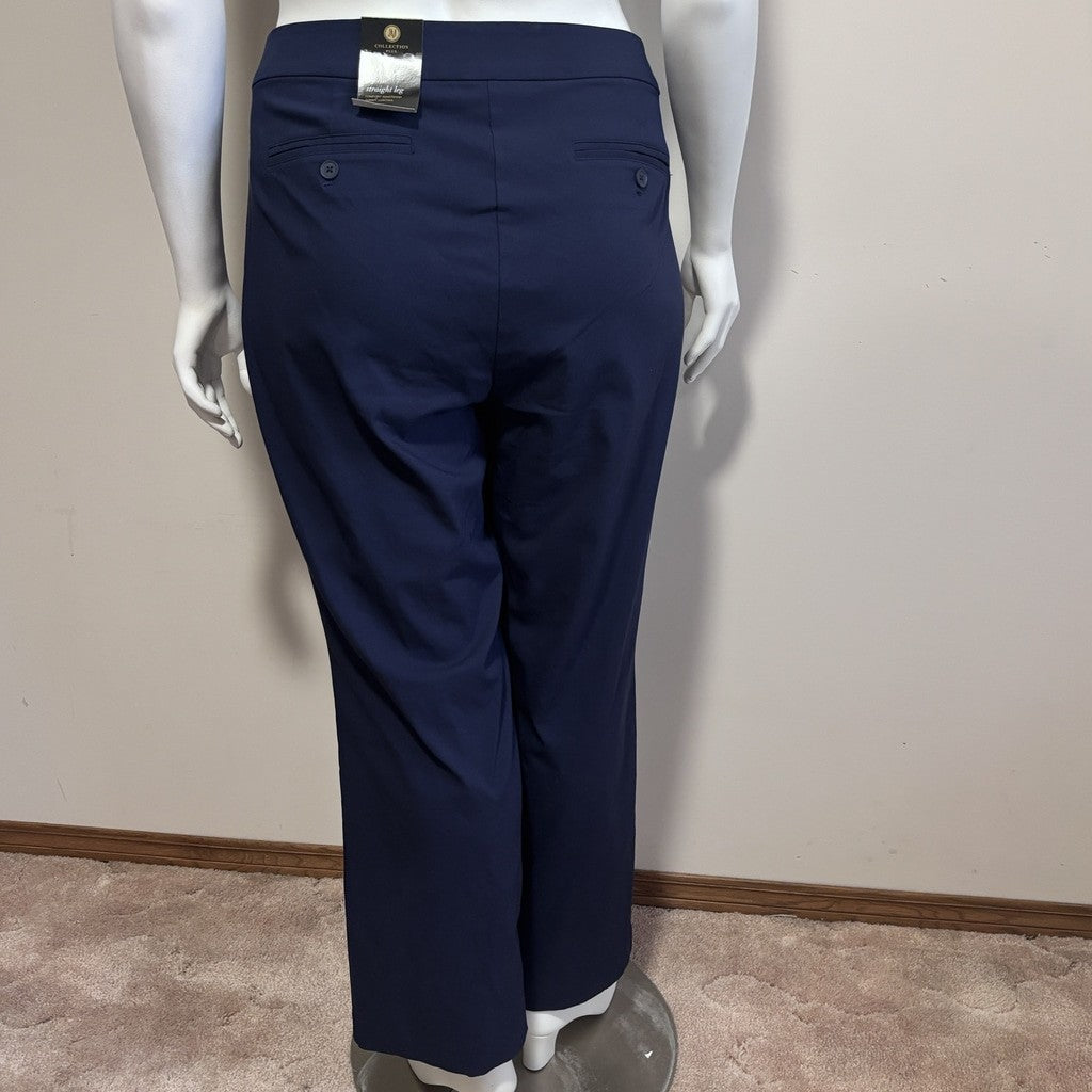 JM Collection Plus Size 18WP Curvy Fit Straight Leg Navy Blue Dress Pants NWT