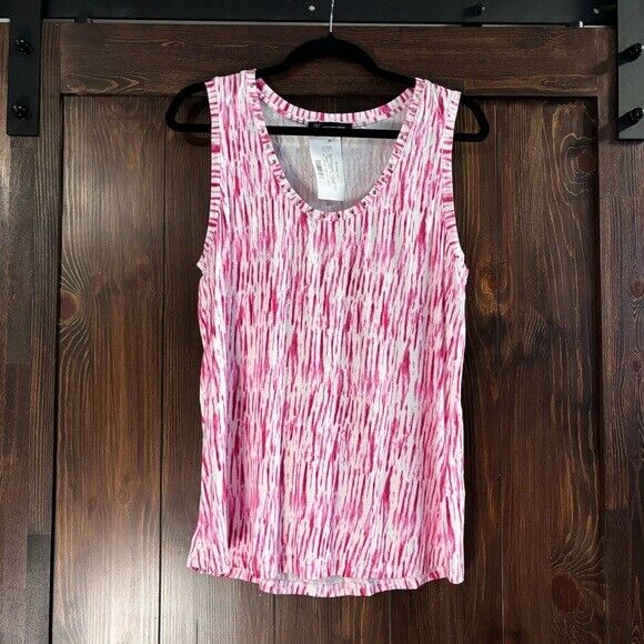INC International Concepts White & Pink Sleeveless Top with Stud Details NWT