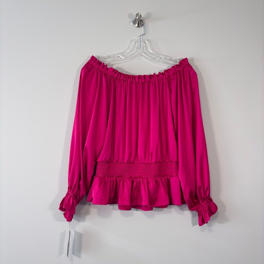 INC International Concepts Women's Small Hot Pink Off-The-Shoulder Top NWT