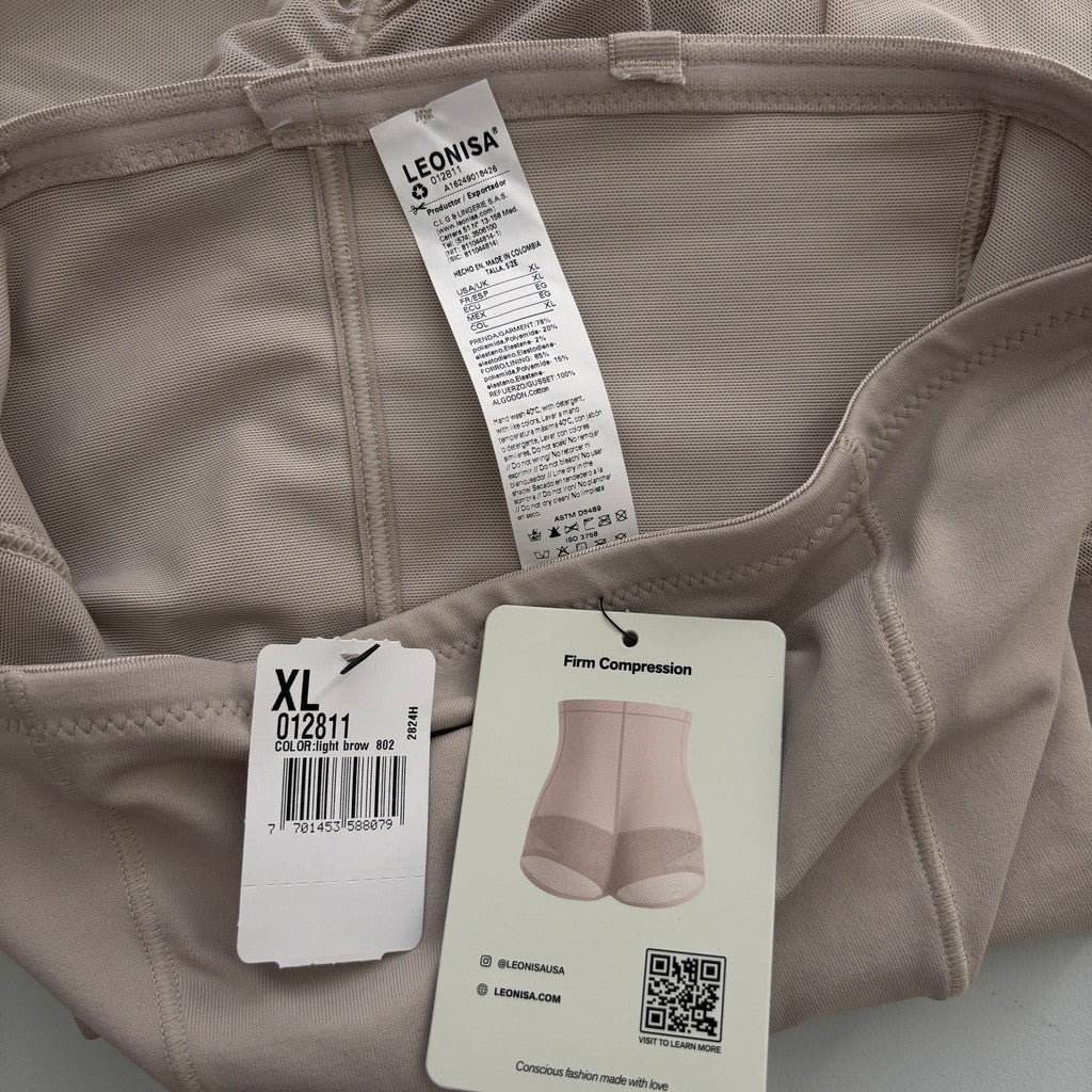 Leonisa Women's XL Beige High-Waisted Sheer Bottom Sculpting Shapewear NWT