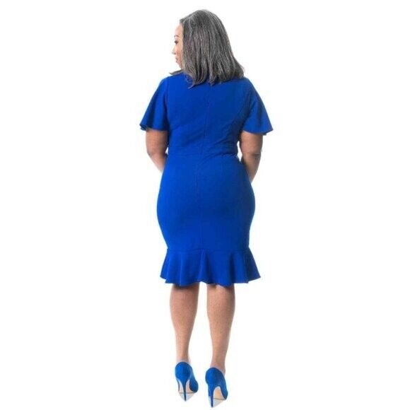 Kasper Women's Blue Flutter-Sleeve Sheath Dress NWT