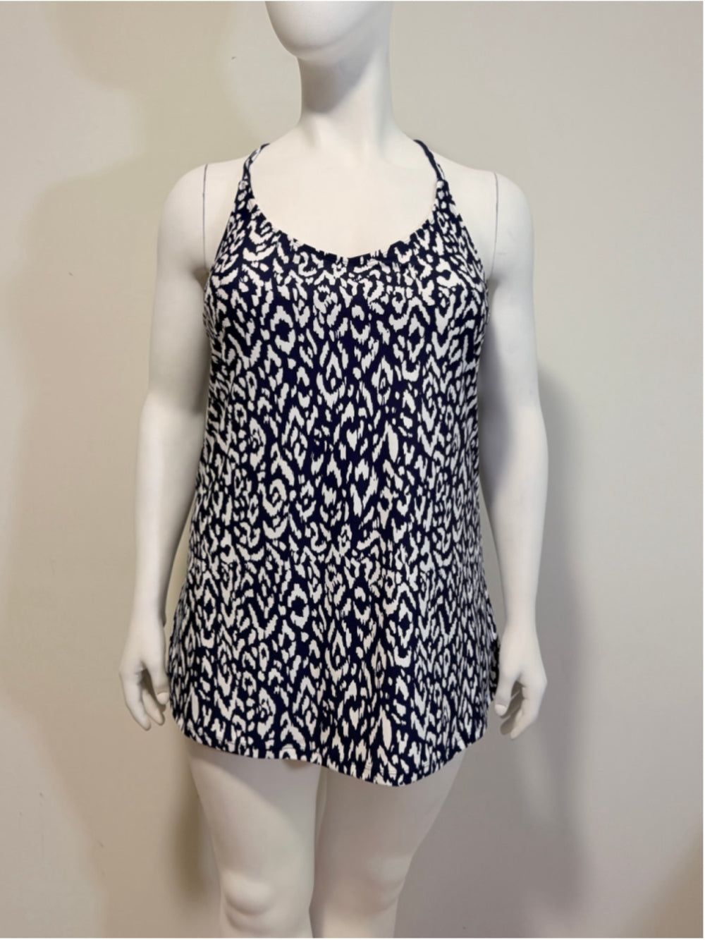 Island Escape Women's Size 10 Blue & White Printed Sunday Swimdress NWT