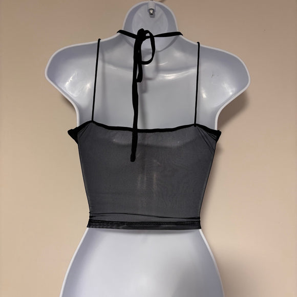 SHEIN Size Large Black Mesh Corset Halter Corset Top w/ Sheer Back NWT