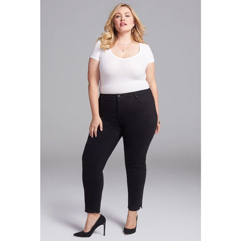 Curves 360 NYDJ Women's Plus Size 28 Black Straight Ankle Stretchy Jeans WT