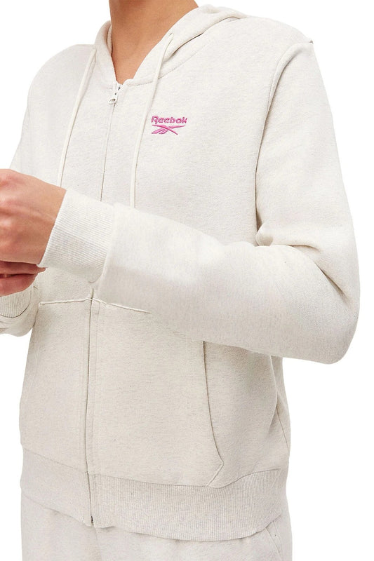 Reebok Size Extra Small French Terry Zip-Up Hoodie Heather Gray w/ Logo NWT