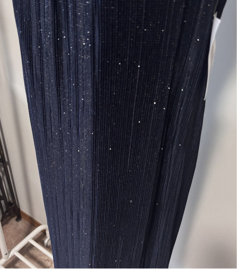 R & M Richards Size 8 Glitter Pleated Formal Party Dress w/ Crystal Neckline NWT