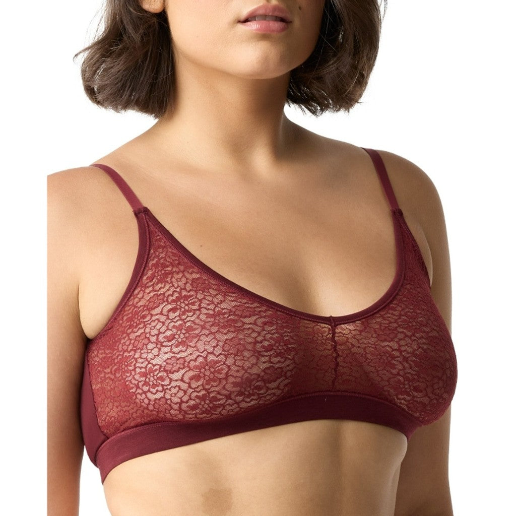 Gap Size Large Reversible Solid & Lace Bralette in Burgundy Red NWT