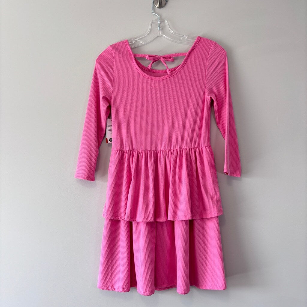 Epic Threads Big Girls Size Large Pink Ribbed-Knit Tiered Ruffled Dress NWT