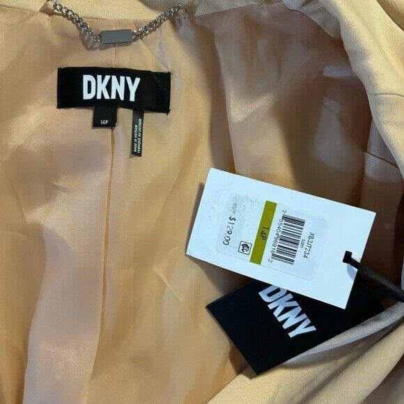 DKNY One-Button Flap Pocket Petite Blazer, Beige NWT 14P