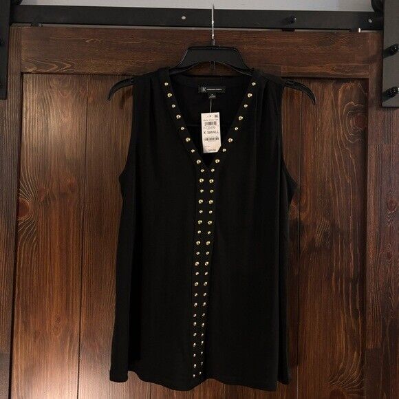 I.N.C.  International Concepts Women's Black V-Neck Stud-Trim Tank Top NWT