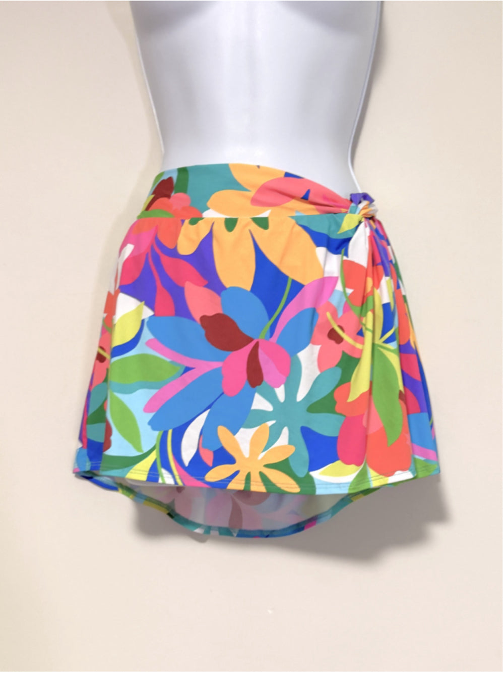 Bleu by Rod Beattie Size 10 Colourful Floral Side-Drape Hipster Swim Skirt NWT