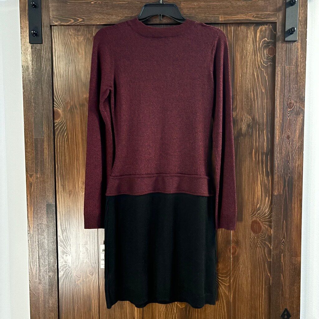 BCX Dress Juniors' Medium Burgundy & Black Sweater Dress NWT