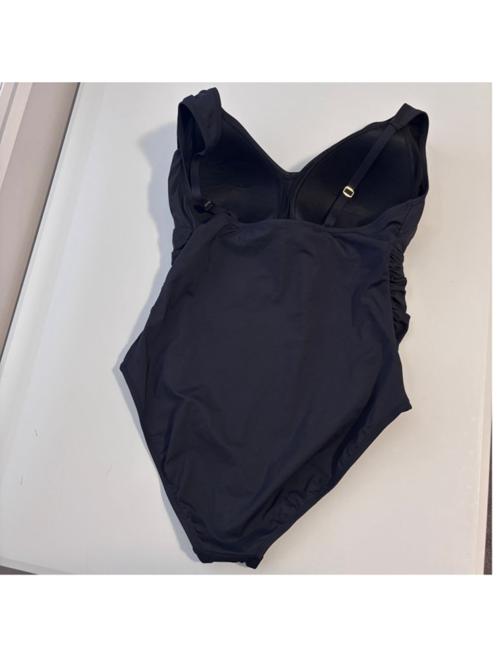 Bleu by Rod Beattie Women's 18W Plus Size Black Ruched One-Piece Swimsuit NWT