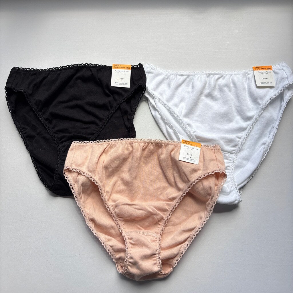 Charter Club Women's Size S 100% Cotton 3 Pack of Brief Underwear Mix NWT L5