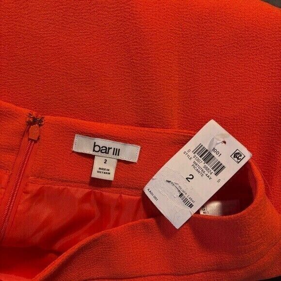 Bar III Women's Textured Crepe Orange Pencil Skirt NWT
