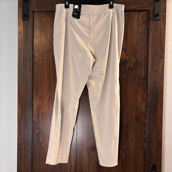 JM Collection Studded XL Petite Beige High-Waisted Straight-Leg Dress Pants NWT