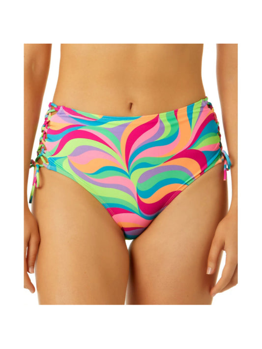 Salt + Cove Size XS Neon Swirl Side-Lace-Up High Waist Bikini Bottom NWT