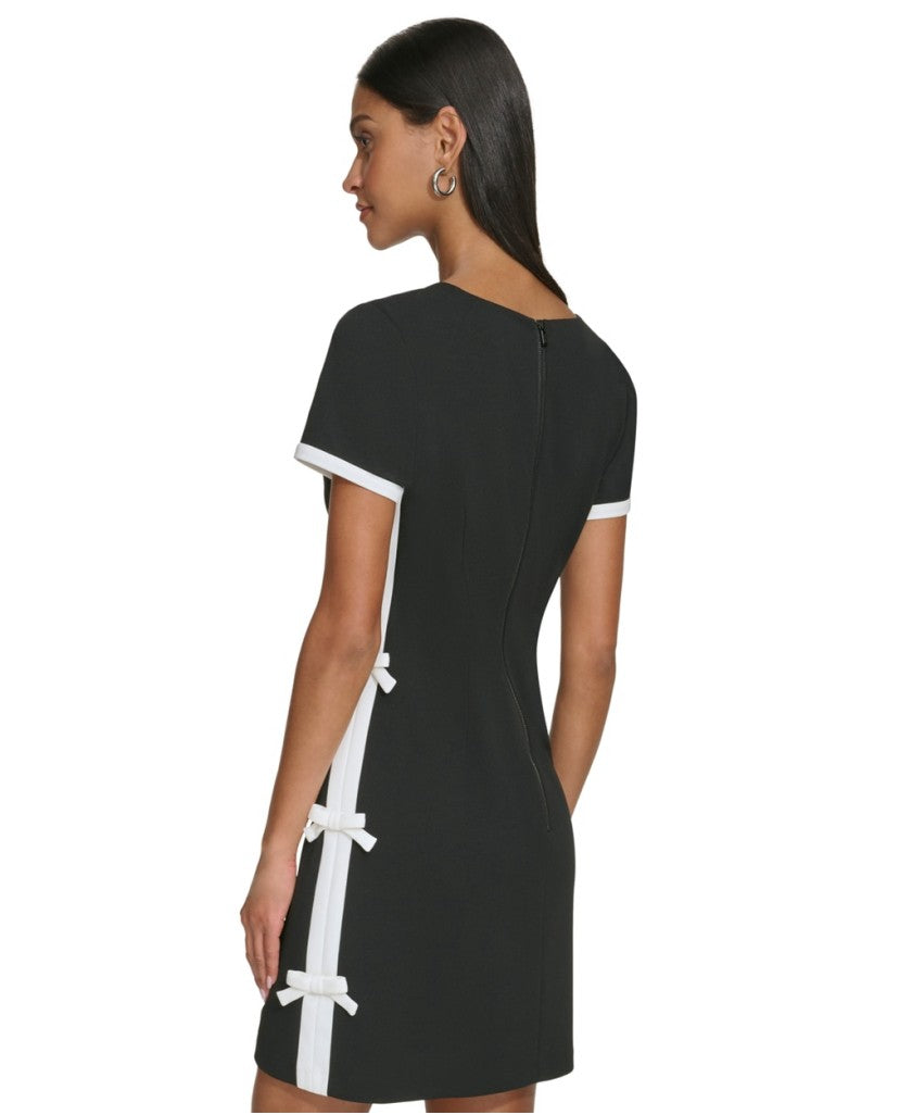 Karl Lagerfeld Paris Size 12 Black & White Bow Trim Crepe Shift Dress NWT
