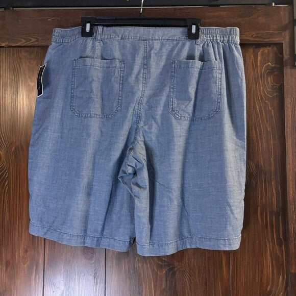 Karen Scott Women's Mid Rise Blue Chambray Shorts NWT