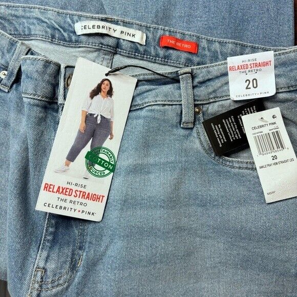 Celebrity Pink Plus Size High-Rise Straight-Leg Distressed Ankle Jeans NWT