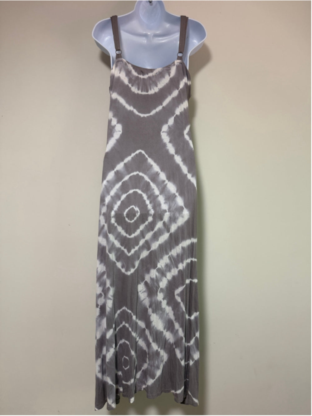 INC International Concepts Medium Beaded Tie-Dye Maxi Dress Gray & White NWT