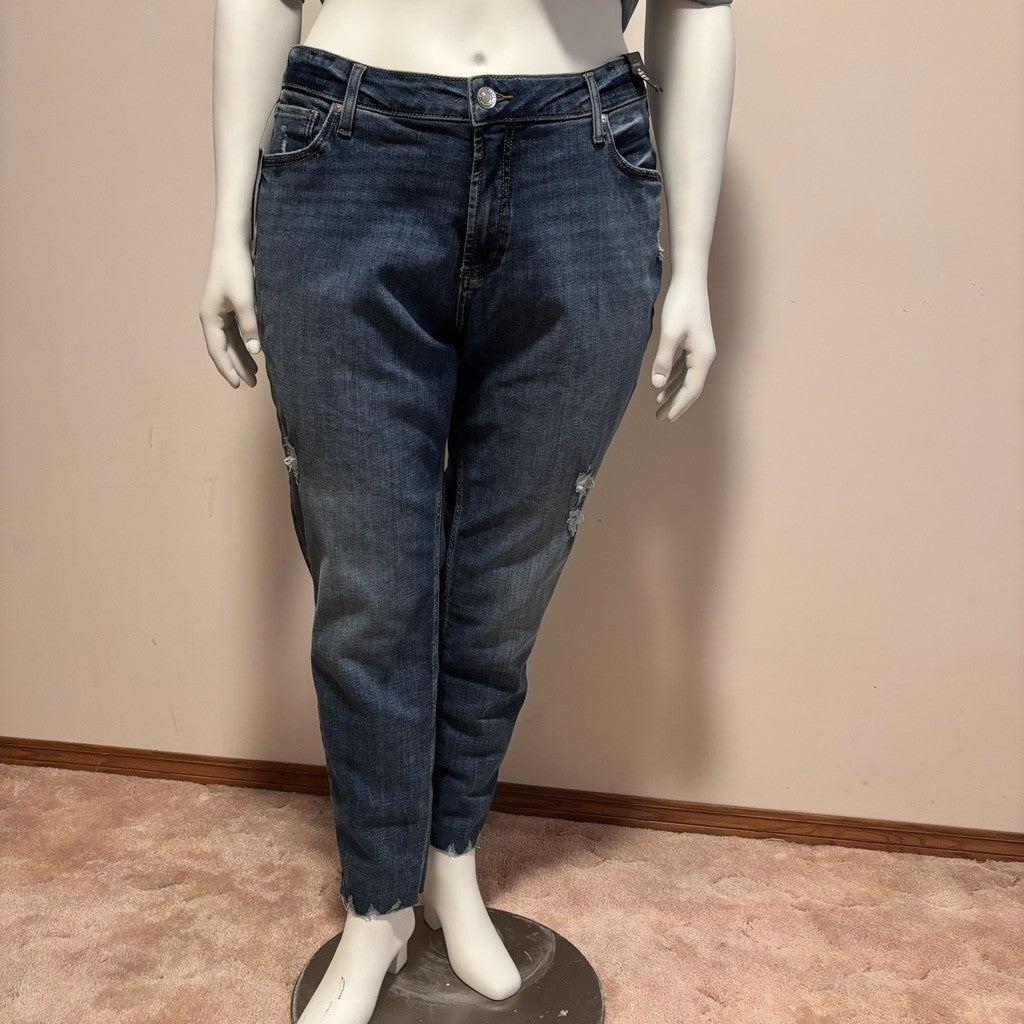 Silver Jeans Co. Plus Size 22W Suki Distressed Skinny Fit Eco Friendly Jeans NWT