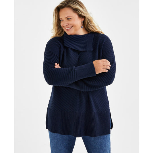 Style & Co. Plus Size 1X Blue Envelope / Turtleneck Tunic Sweater NWT
