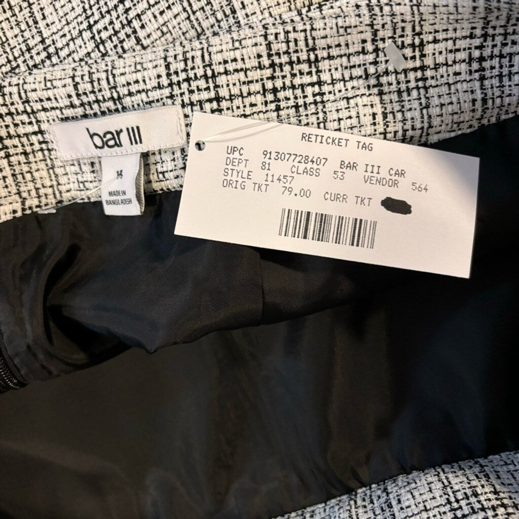 Bar III Women's Size 14 Black and White Tweed Formal Pencil Skirt NWT
