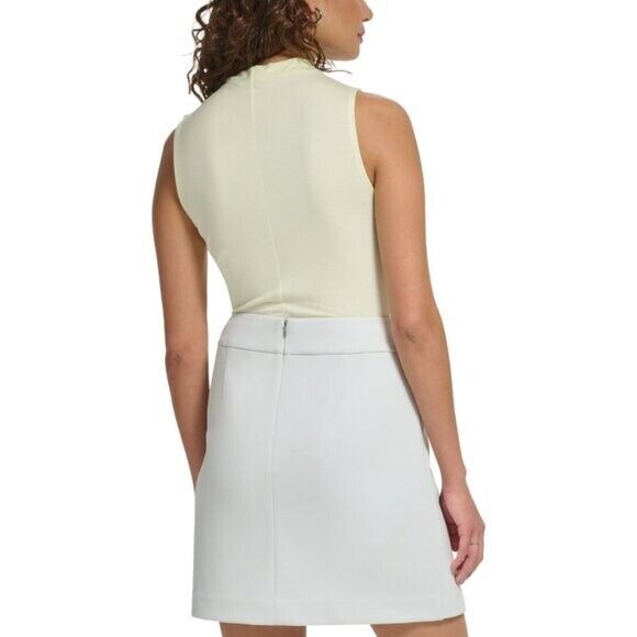 CALVIN KLEIN Women's XL Petite Mock Neck Butter Yellow Sleeveless Top NWT