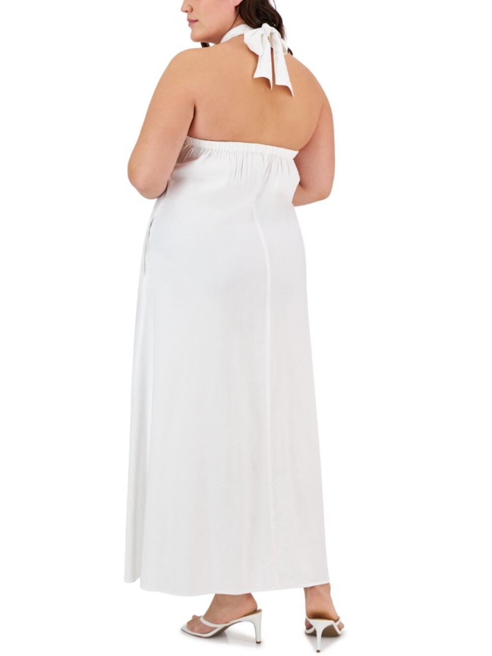 INC International Concepts Plus Size 2X White Keyhole Halter-Neck Maxi Dress NWT