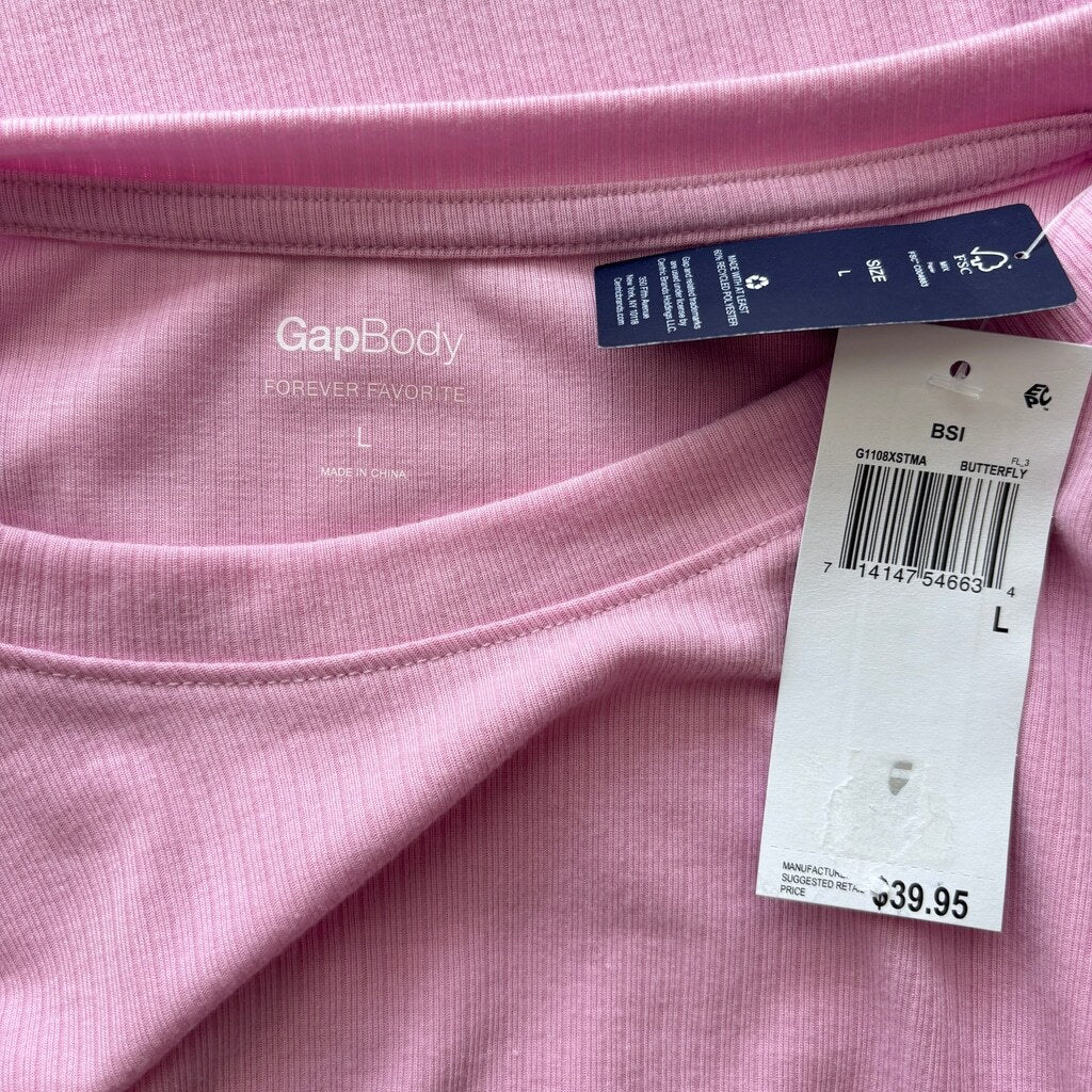 GAP GapBody Women's Pink Ribbed Short-Sleeve Pajama Top NWT