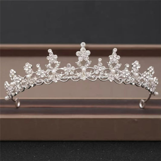 Floral Garden Baroque Rhinestones Crystal Silver Tiara / Crown NWT