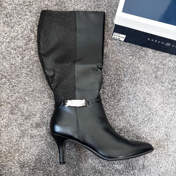 Karen Scott Women's 9.5 Black Vegan Leather Buckled Dress Boots NWT