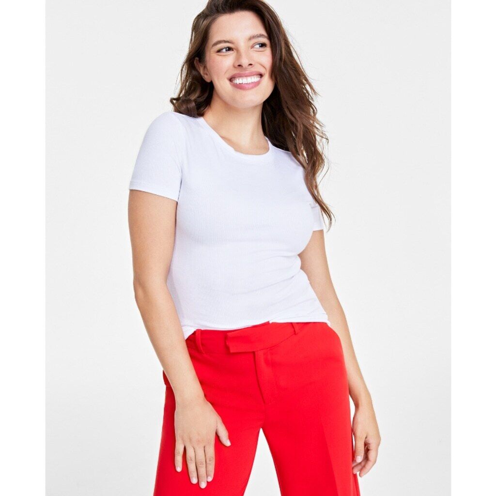 On 34th Women’s XL White Ribbed Casual T-Shirt NWT