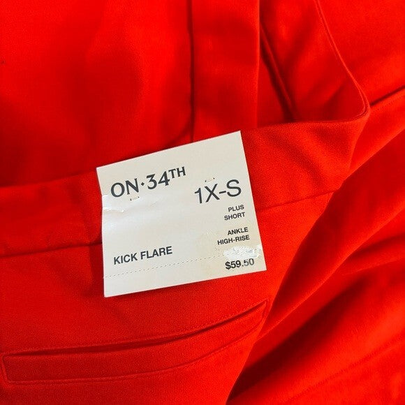 On 34th Women's Bright Orange Ponte Kick-Flare Ankle Dress Pants NWT