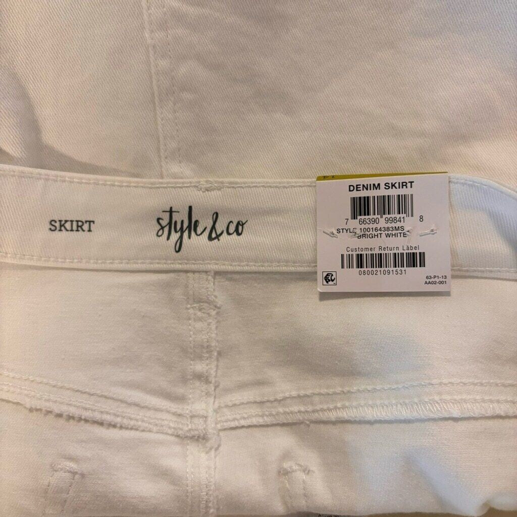 Style & Co. Women's White Stretch Denim Relaxed Skirt NWT