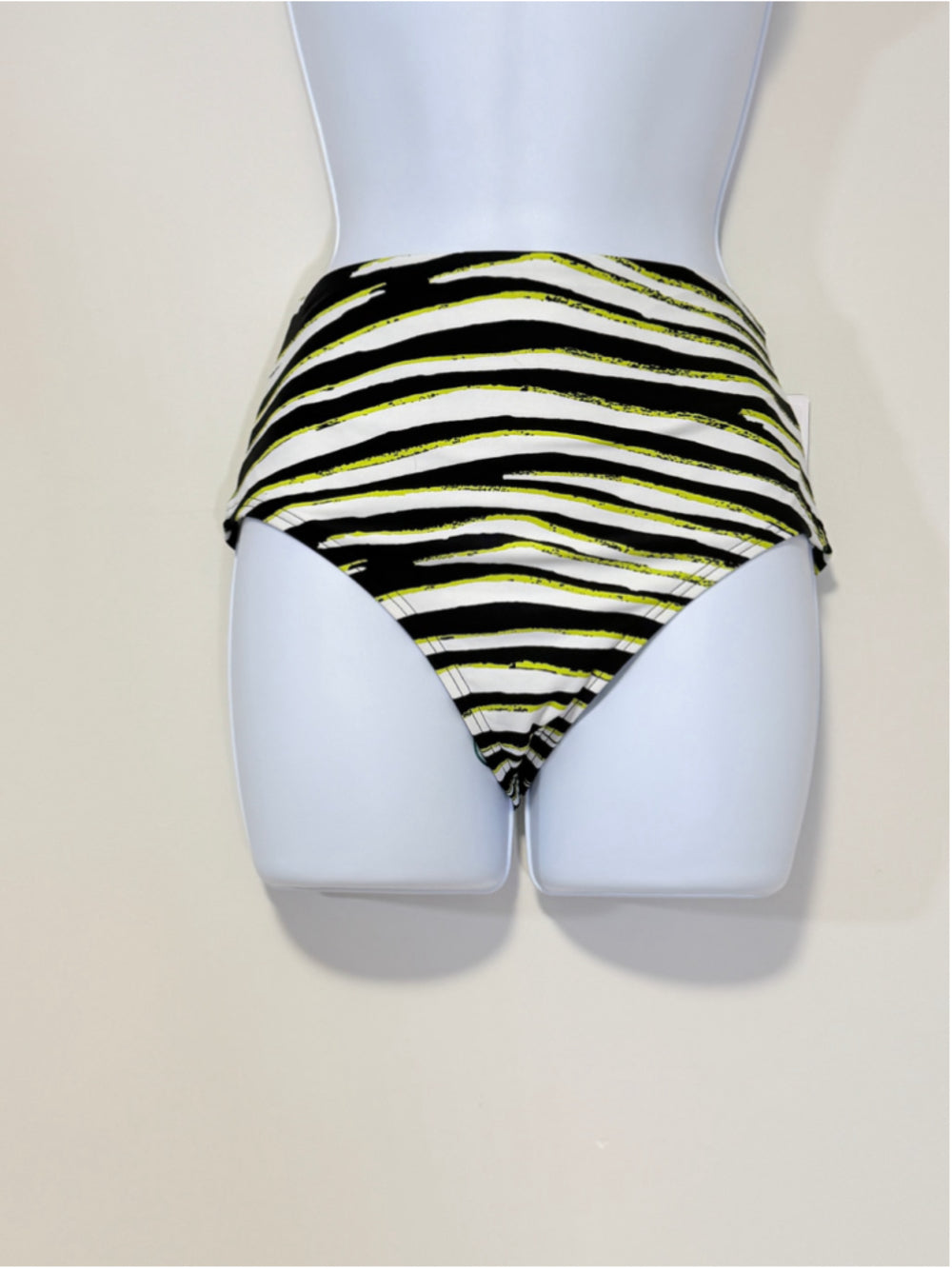 Coco Reef Size Medium Zebra Black, White & Yellow High-Waist Bikini Bottom NWT