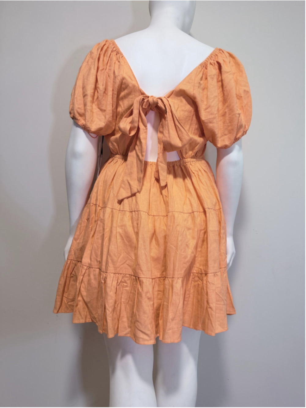1. State Size XXL Orange Summer Mini Dress w/ Puff Sleeve and Tie Back NWT