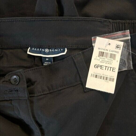 Karen Scott Women's Black Comfort Waist Capri Pants NWT