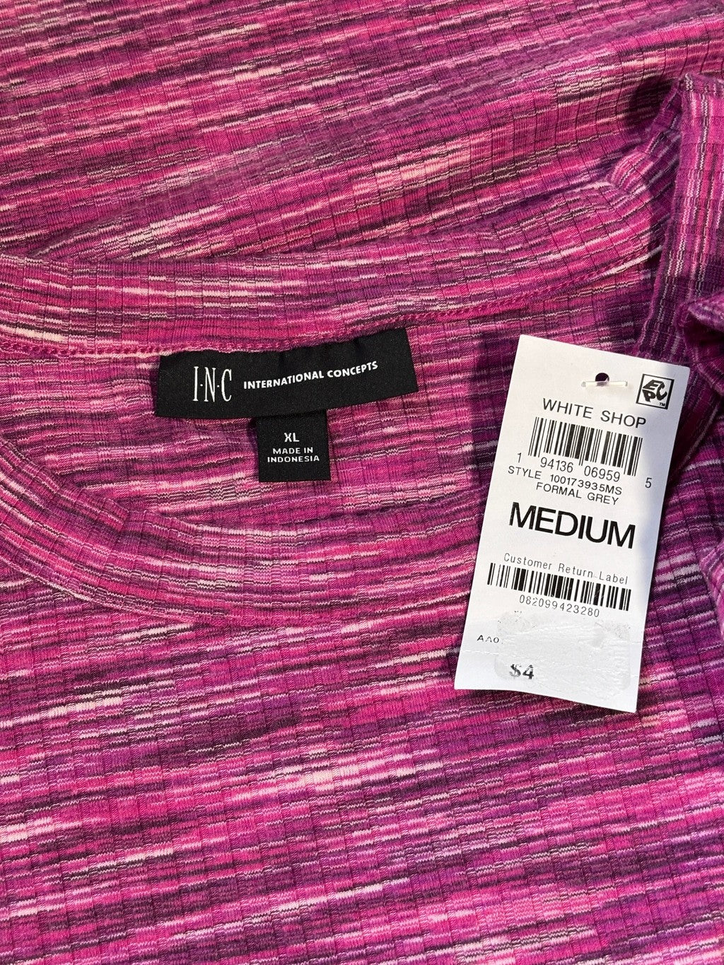 INC International Concepts Extra Large Pink Ribbed Sleeveless Tank Top NWT